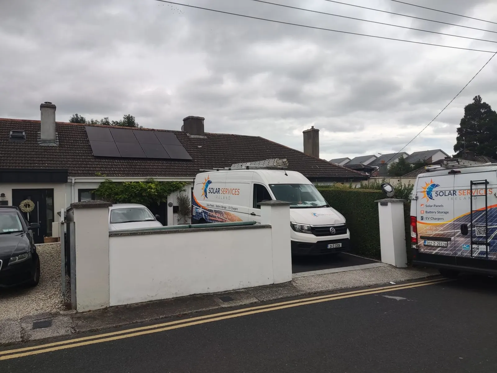 Solar panel installation: crew on site