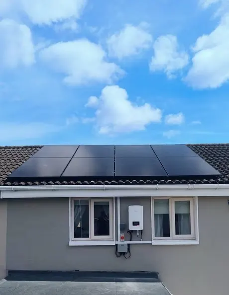 Solar panel installation: panel close-up