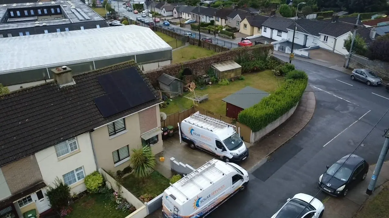 Solar panel installation: terraced street